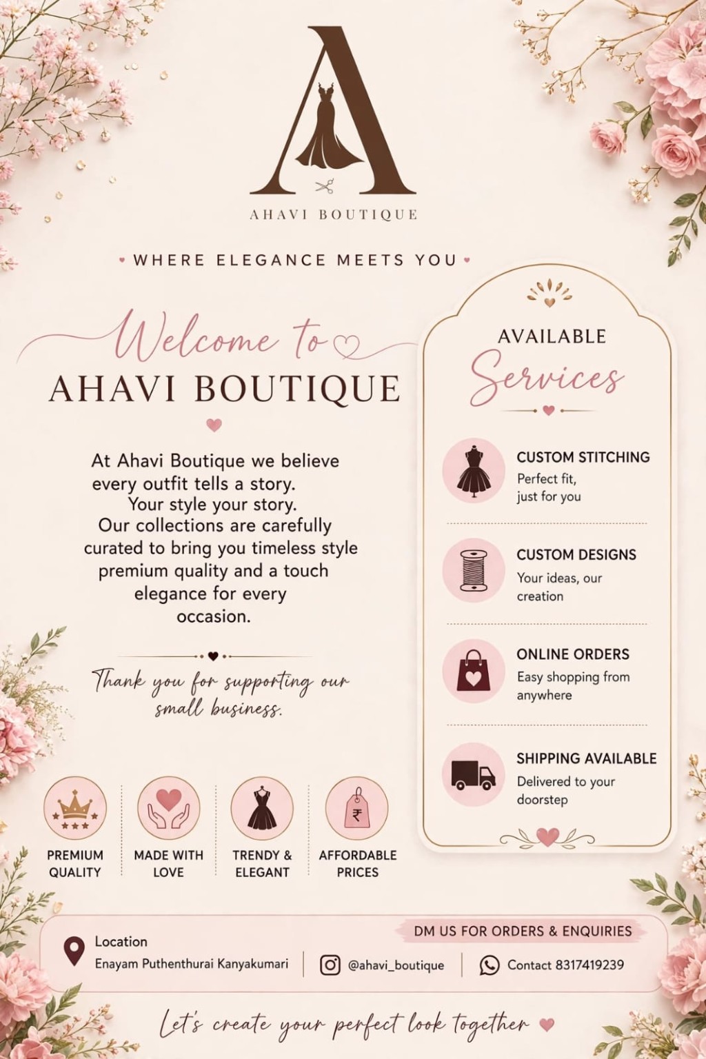 Ahavi Boutique services poster